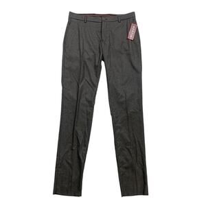 Bertini Pants Mens 34 Charcoal Gray Slim Fit Stretch Nylon Blend Check Dress